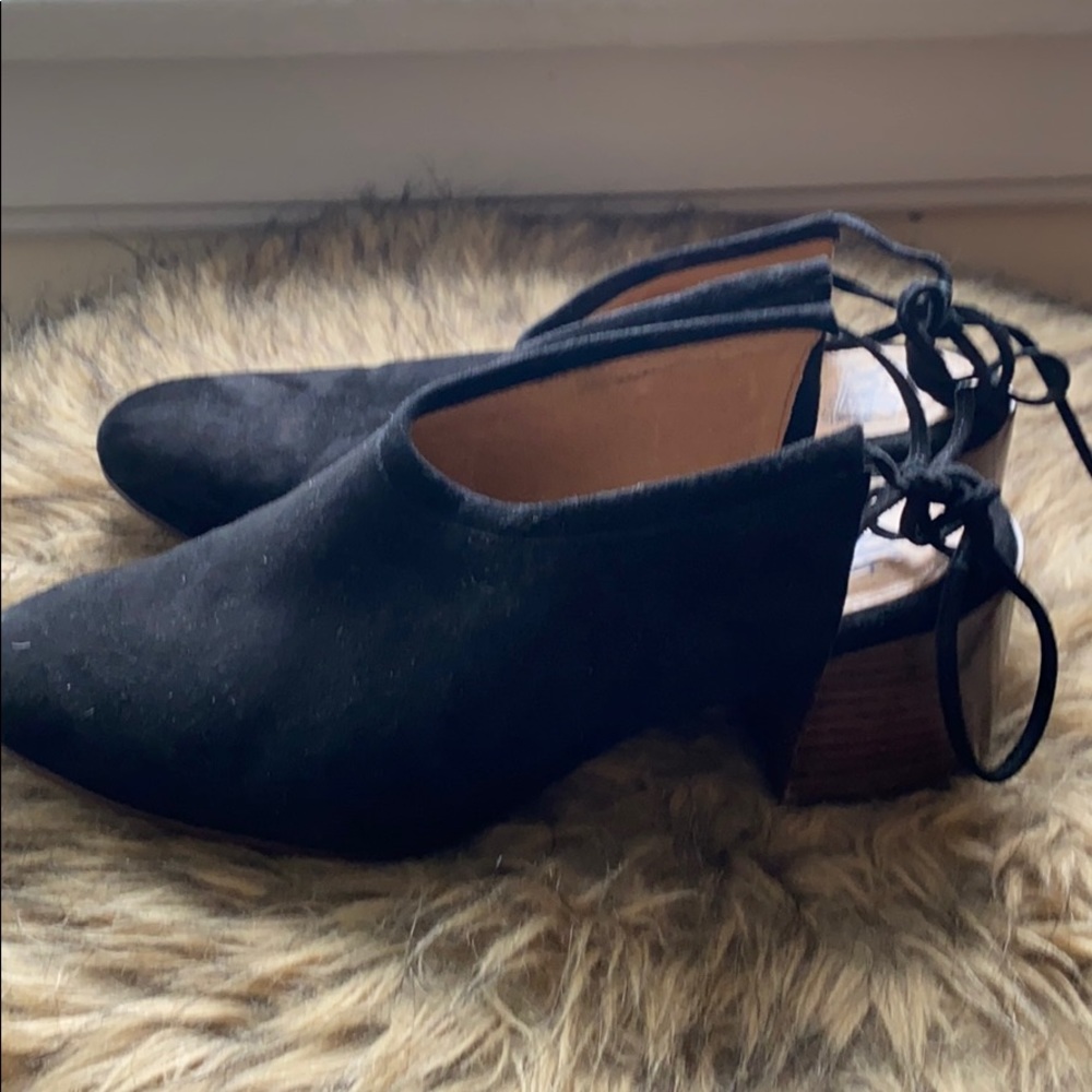 Sofft black suede heeled mules 8.5